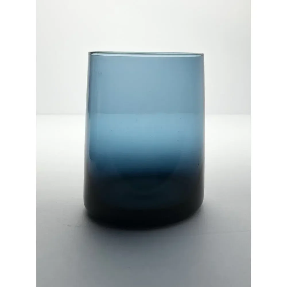 Pier 1 Set of 4 Blue Old Fashioned Tumbler Drinking Glasses 4 1/4” 16oz